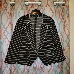Black and white stripe ponte blazer